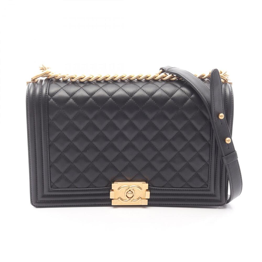 Chanel Boy Matelasse Shoulder Bag Lambskin Leather Black